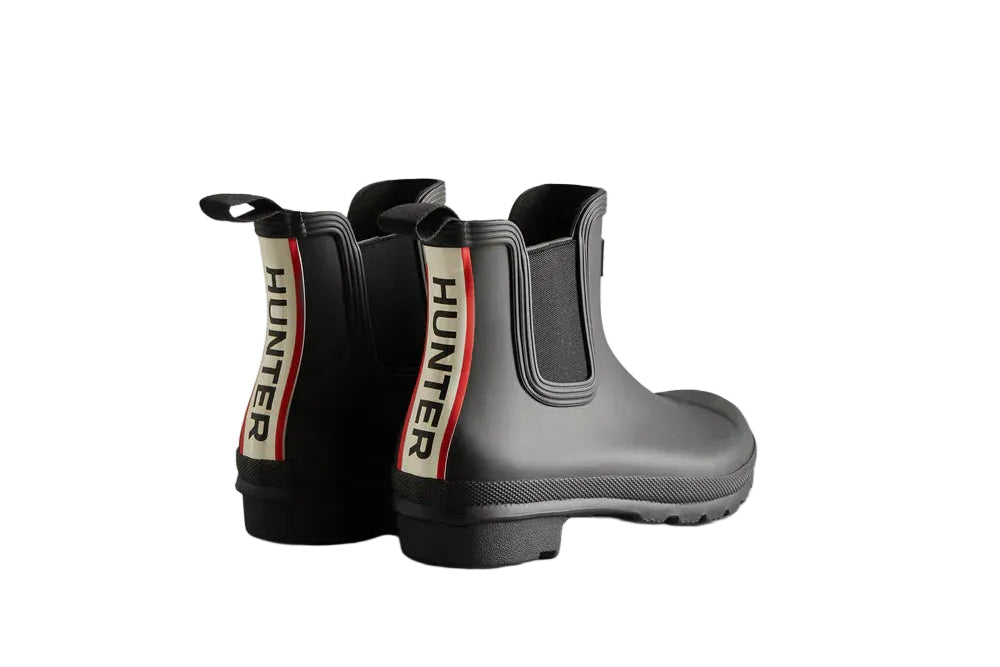 HUNTER ORIGINALS CHELSEA TRI COLOUR LOGO BOOT BLACK WOMEN'S | The