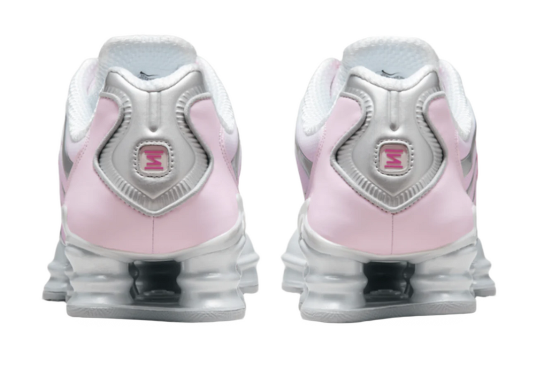 Pink and white nike shox online