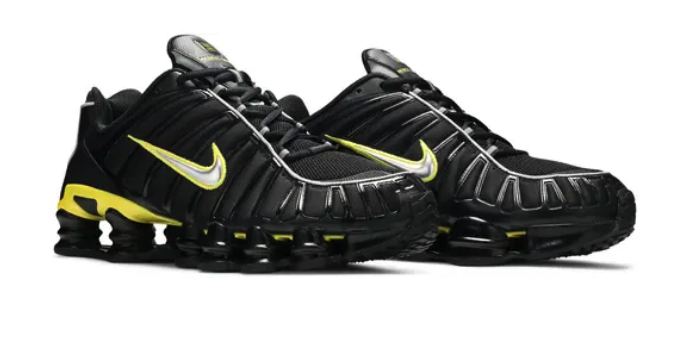 Nike Shox TL Black Dynamic Yellow Metallic Silver | The Vault UK