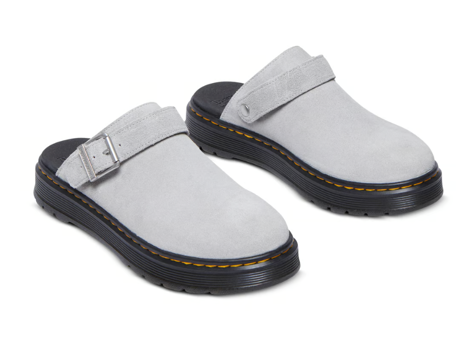 Dr Martens Brookline Mule Mist Grey Bronx Suede | The Vault UK