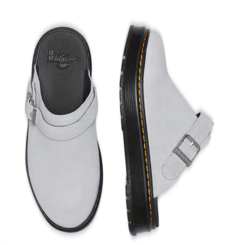 Dr Martens Brookline Mule Mist Grey Bronx Suede | The Vault UK
